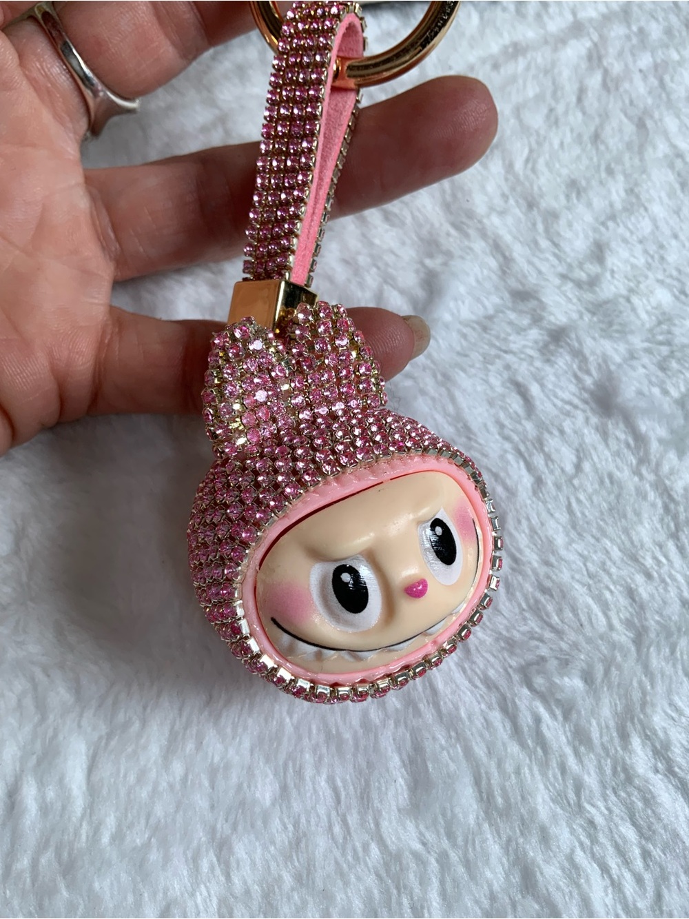 Pink Crystal Bunny Key & Card Holder Charm